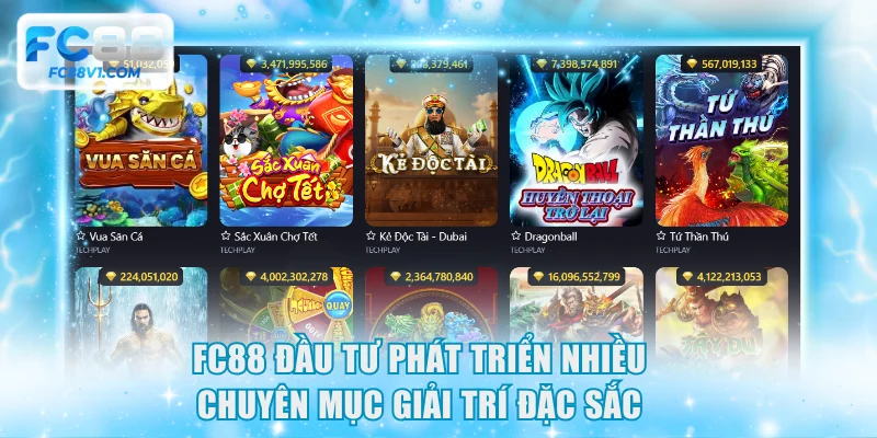 FC88 đầu tư phát triển nhiều chuyên mục giải trí đặc sắc
